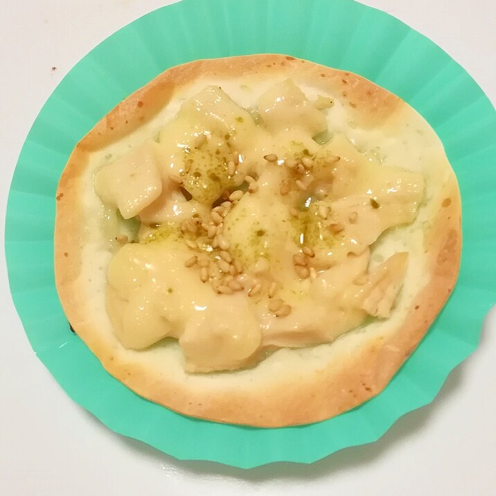 サラダチキンマヨネーズの餃子の皮焼き★抹茶塩風味